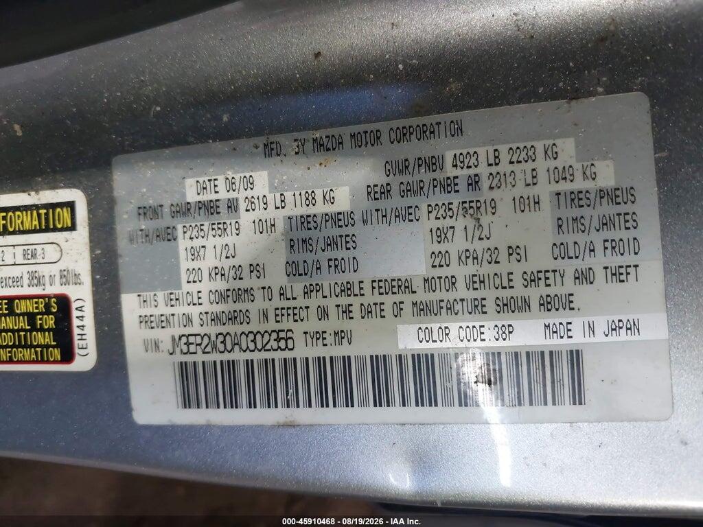 JM3ER2W30A0302356 2010 MAZDA CX-7 photo no. 9