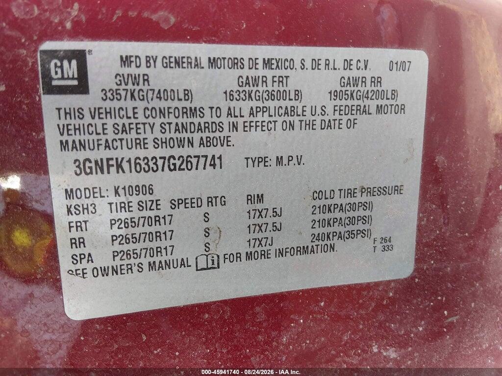 3GNFK16337G267741 2007 CHEVROLET SUBURBAN photo no. 9
