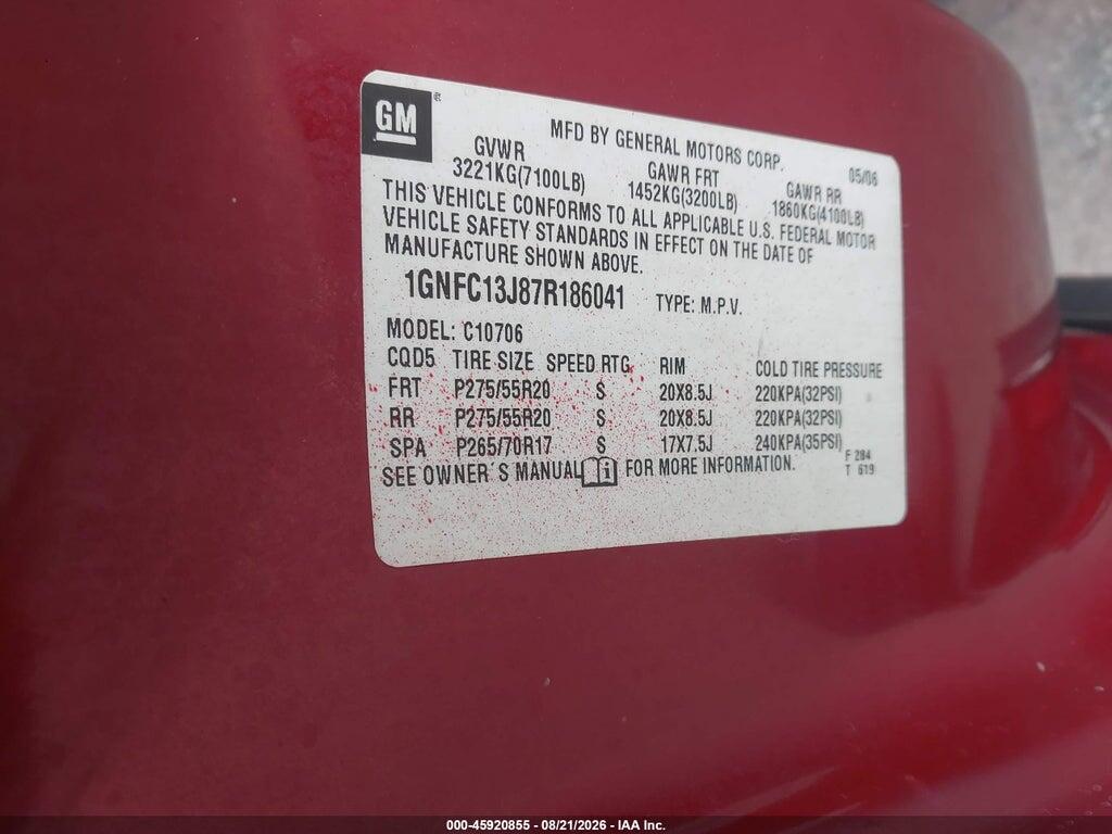 1GNFC13J87R186041 2007 CHEVROLET TAHOE photo no. 9