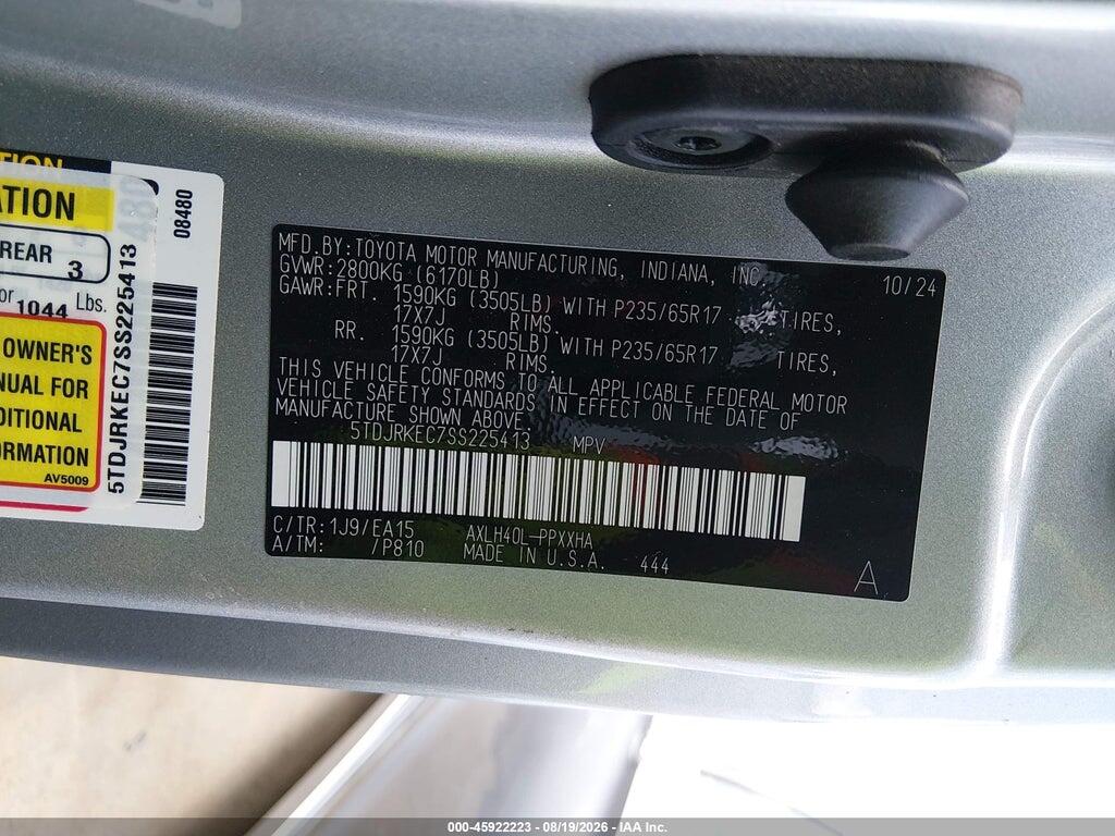 5TDJRKEC7SS225413 2025 TOYOTA SIENNA photo no. 9