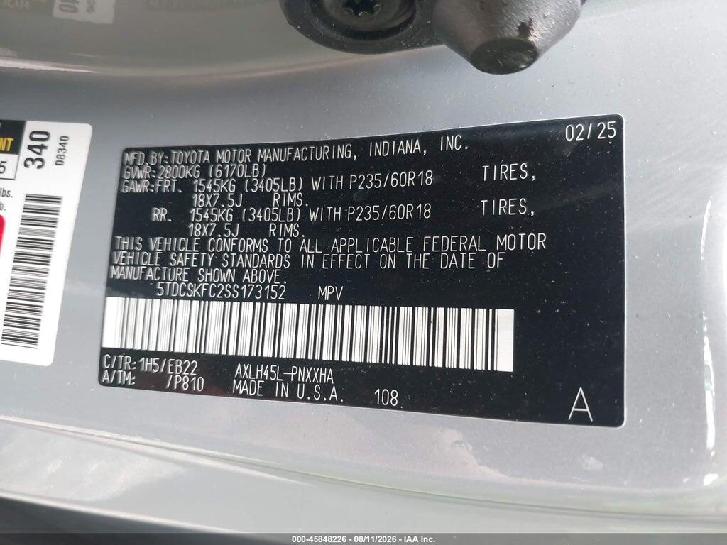 5TDCSKFC2SS173152 2025 TOYOTA SIENNA photo no. 9