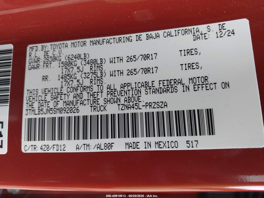 3TMLB5JN5SM092026 2025 TOYOTA TACOMA photo no. 9