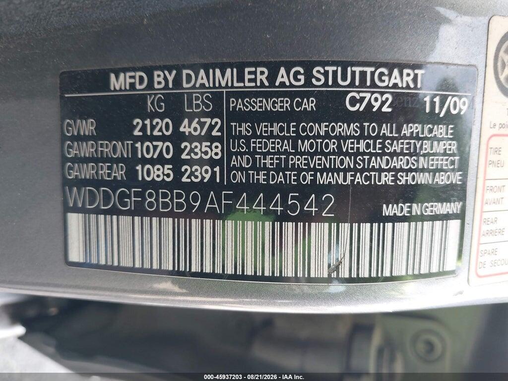 WDDGF8BB9AF444542 2010 MERCEDES-BENZ C 300 photo no. 9