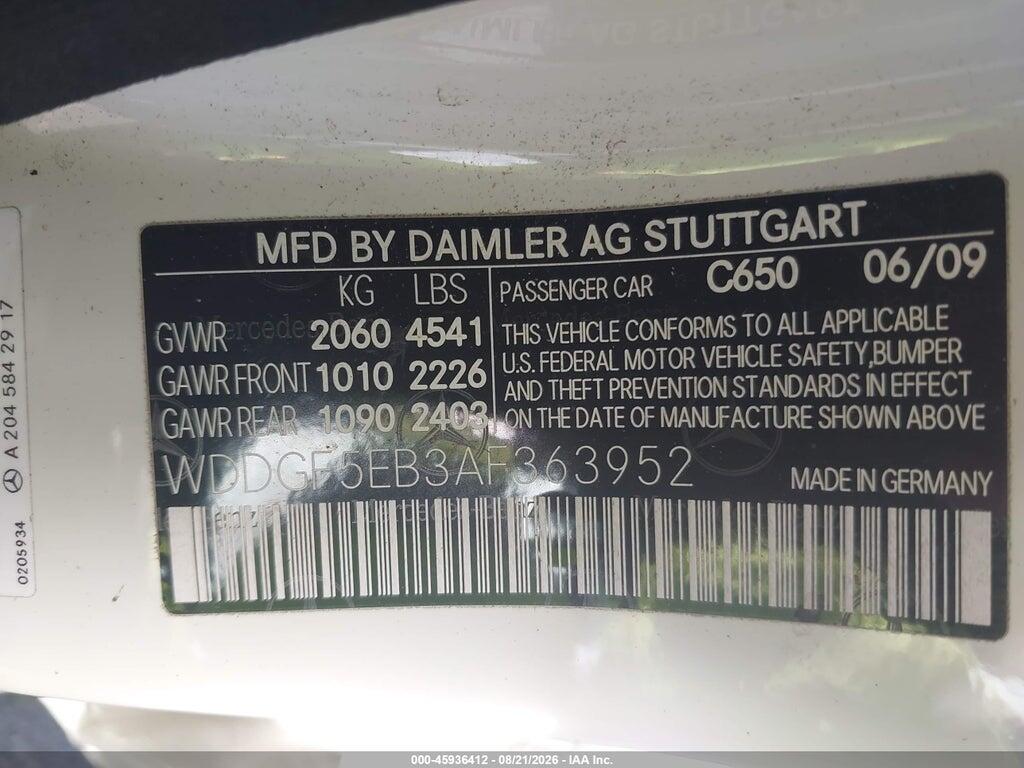WDDGF5EB3AF363952 2010 MERCEDES-BENZ C 300 photo no. 9