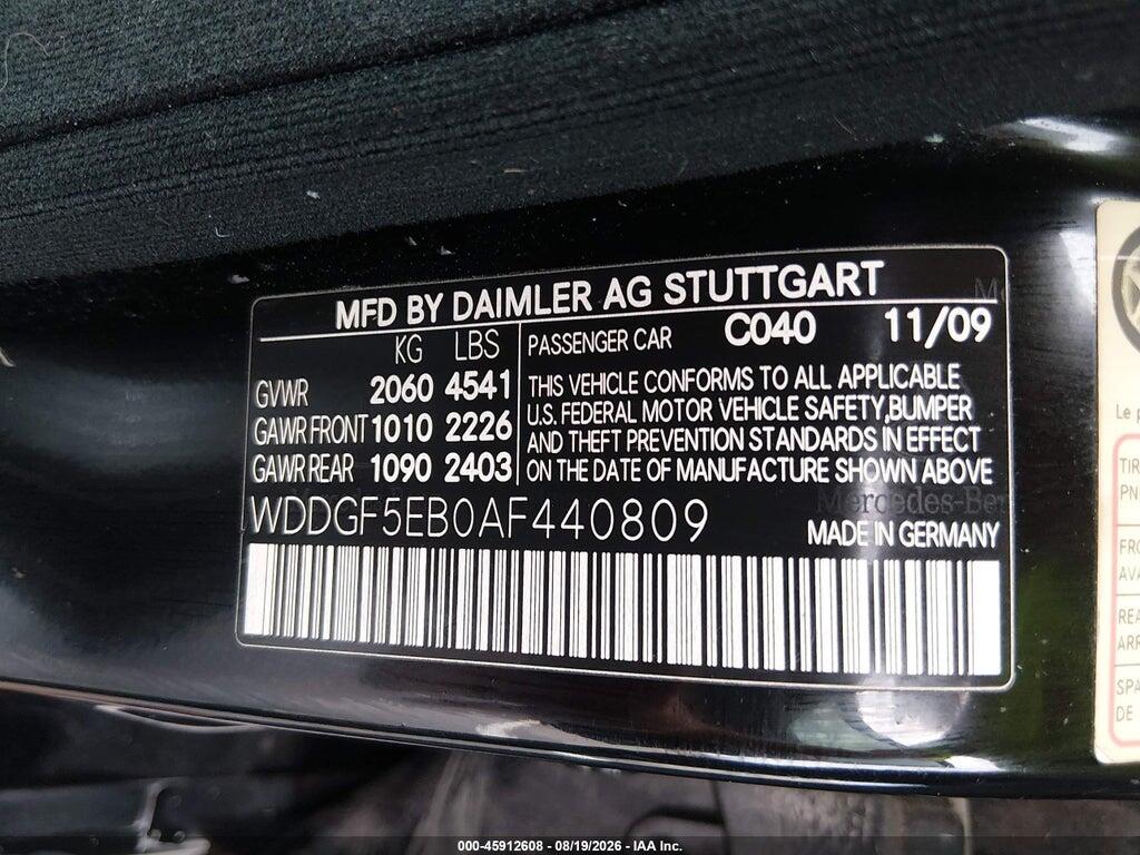 WDDGF5EB0AF440809 2010 MERCEDES-BENZ C 300 photo no. 9