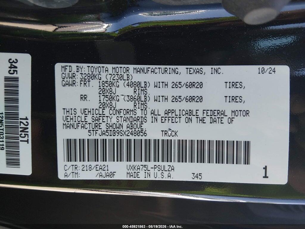 5TFJA5DB9SX248056 2025 TOYOTA TUNDRA photo no. 9