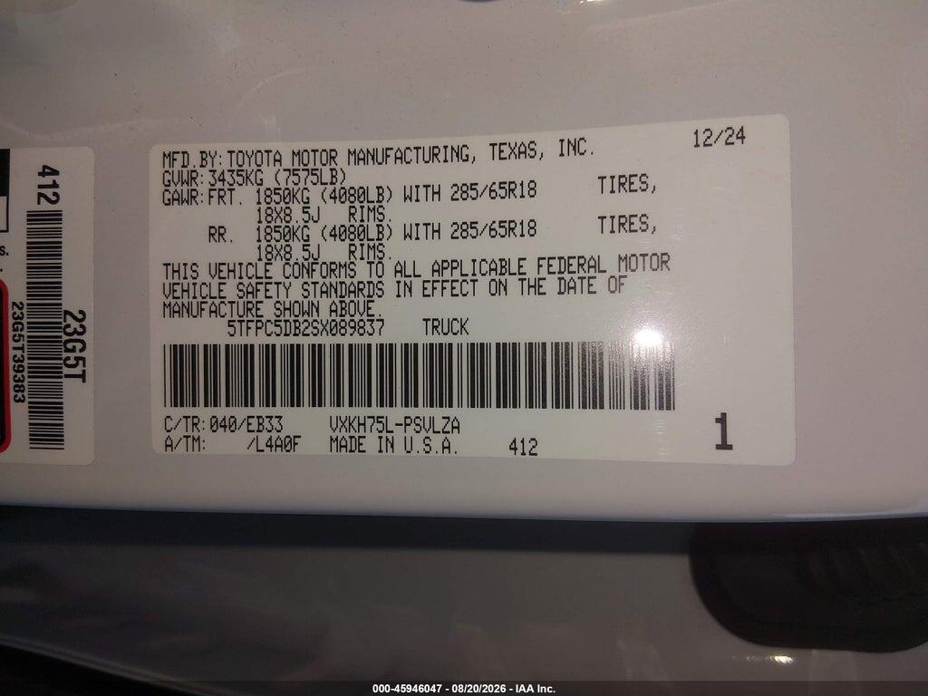 5TFPC5DB2SX089837 2025 TOYOTA TUNDRA HYBRID photo no. 9
