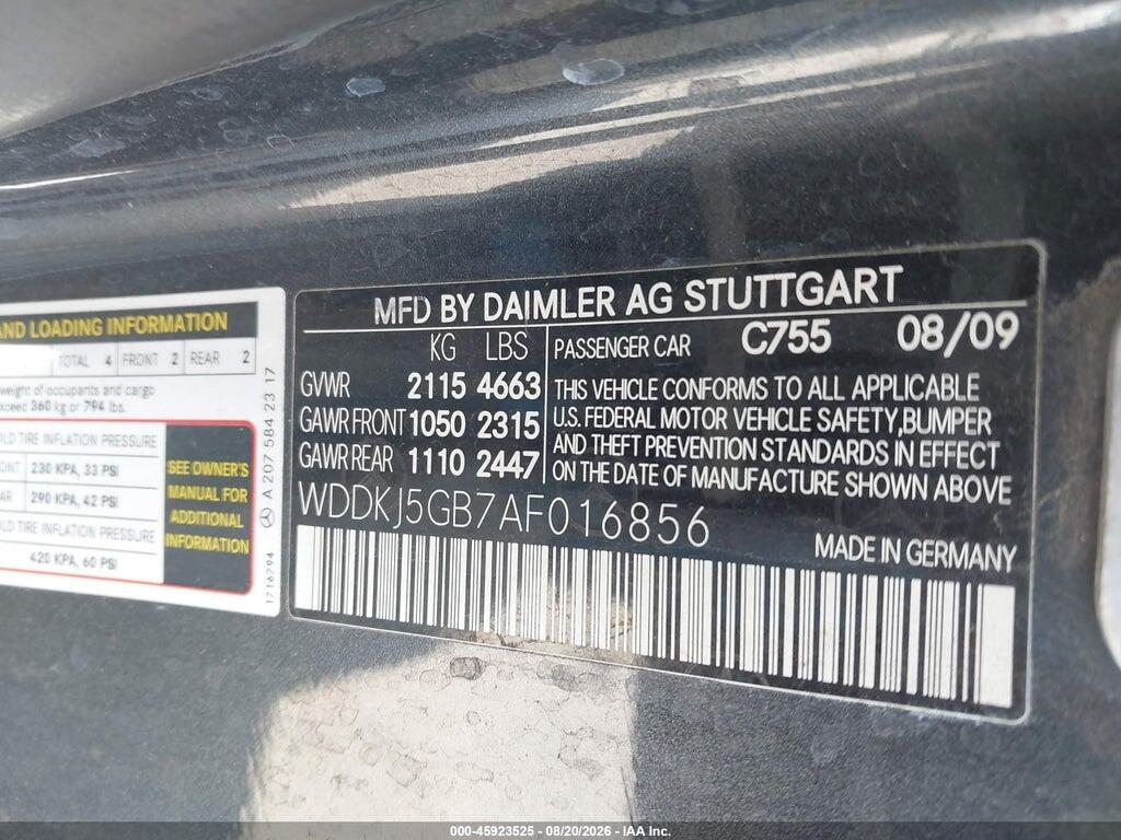 WDDKJ5GB7AF016856 2010 MERCEDES-BENZ E 350 photo no. 9