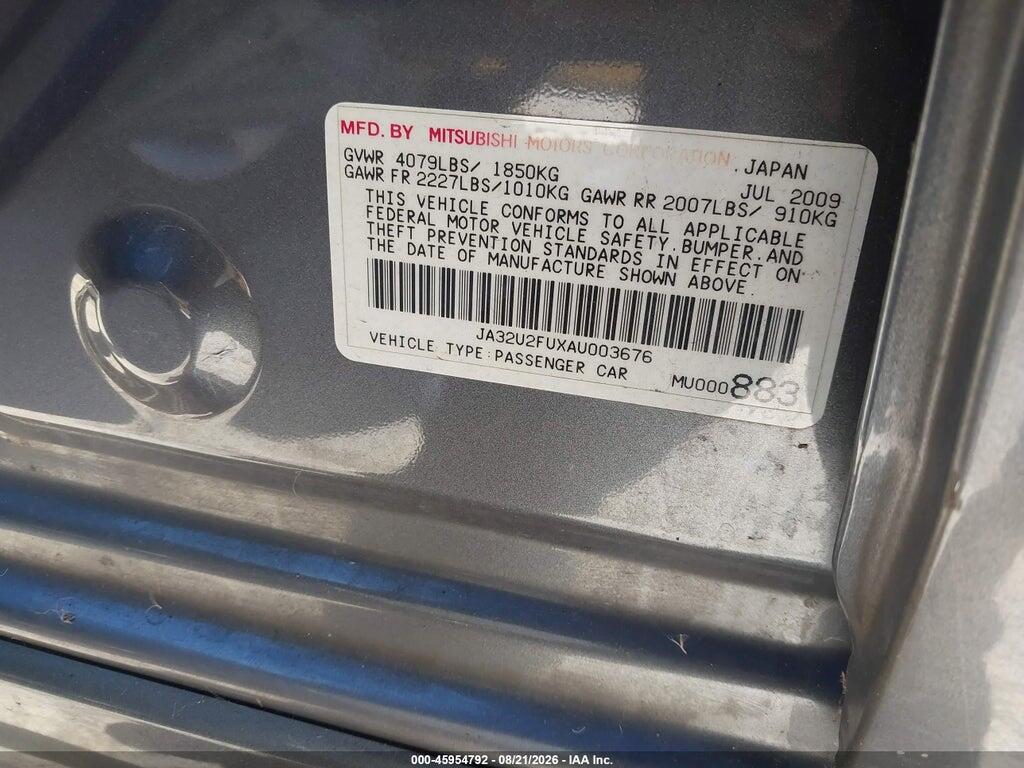 JA32U2FUXAU003676 2010 MITSUBISHI LANCER photo no. 9