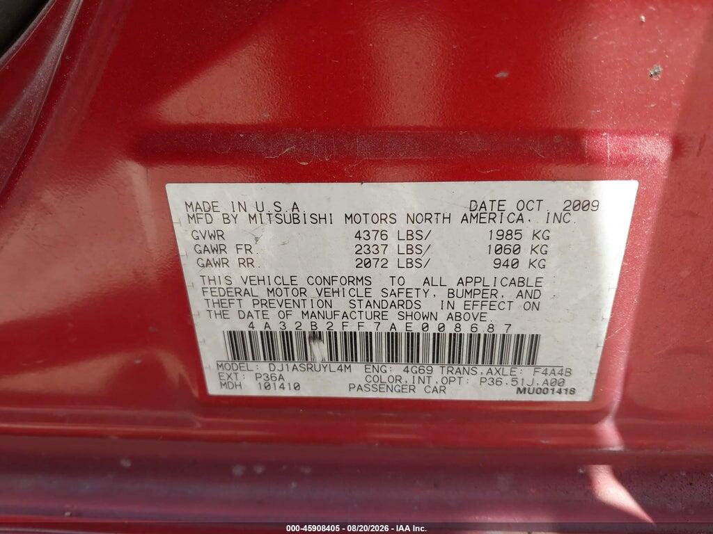 4A32B2FF7AE008687 2010 MITSUBISHI GALANT photo no. 9
