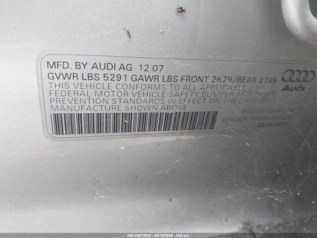 WAUDH74FX8N088939 2008 AUDI A6 photo no. 9
