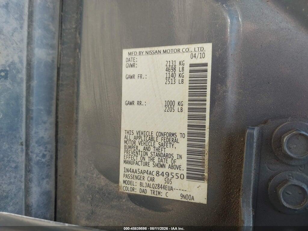 1N4AA5AP4AC849550 2010 NISSAN MAXIMA photo no. 9