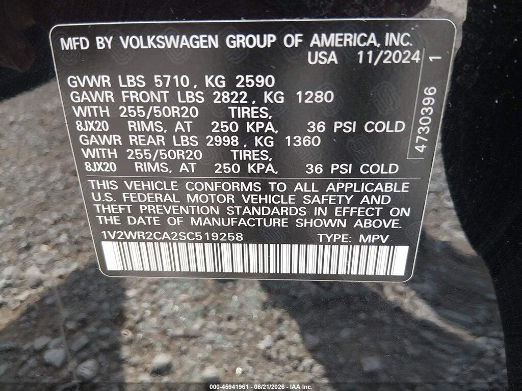 1V2WR2CA2SC519258 2025 VOLKSWAGEN ATLAS photo no. 9