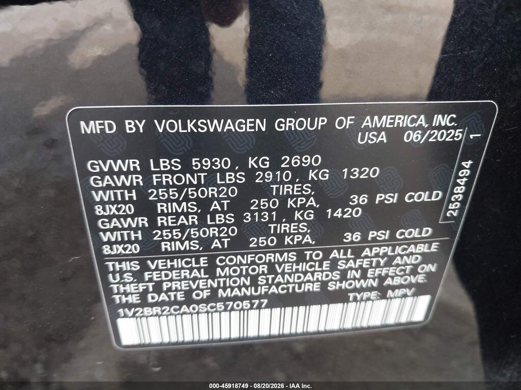 1V2BR2CA0SC570577 2025 VOLKSWAGEN ATLAS photo no. 9