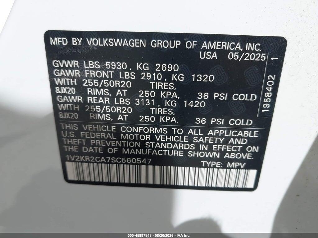 1V2KR2CA7SC560547 2025 VOLKSWAGEN ATLAS photo no. 9