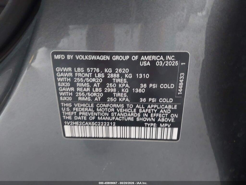 1V2HE2CAXSC222212 2025 VOLKSWAGEN ATLAS CROSS SPORT photo no. 9