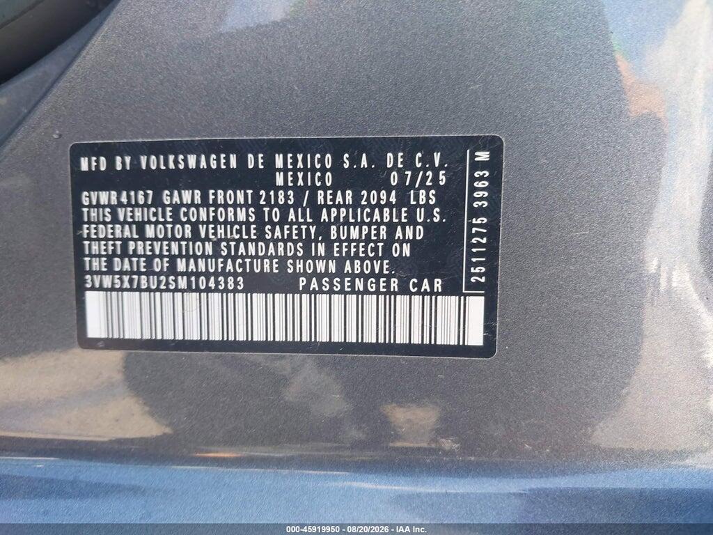 3VW5X7BU2SM104383 2025 VOLKSWAGEN JETTA photo no. 9
