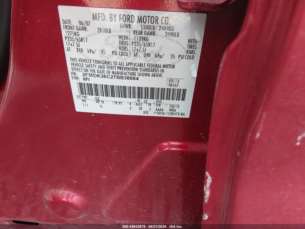 2FMDK36C27BB38884 2007 FORD EDGE photo no. 9