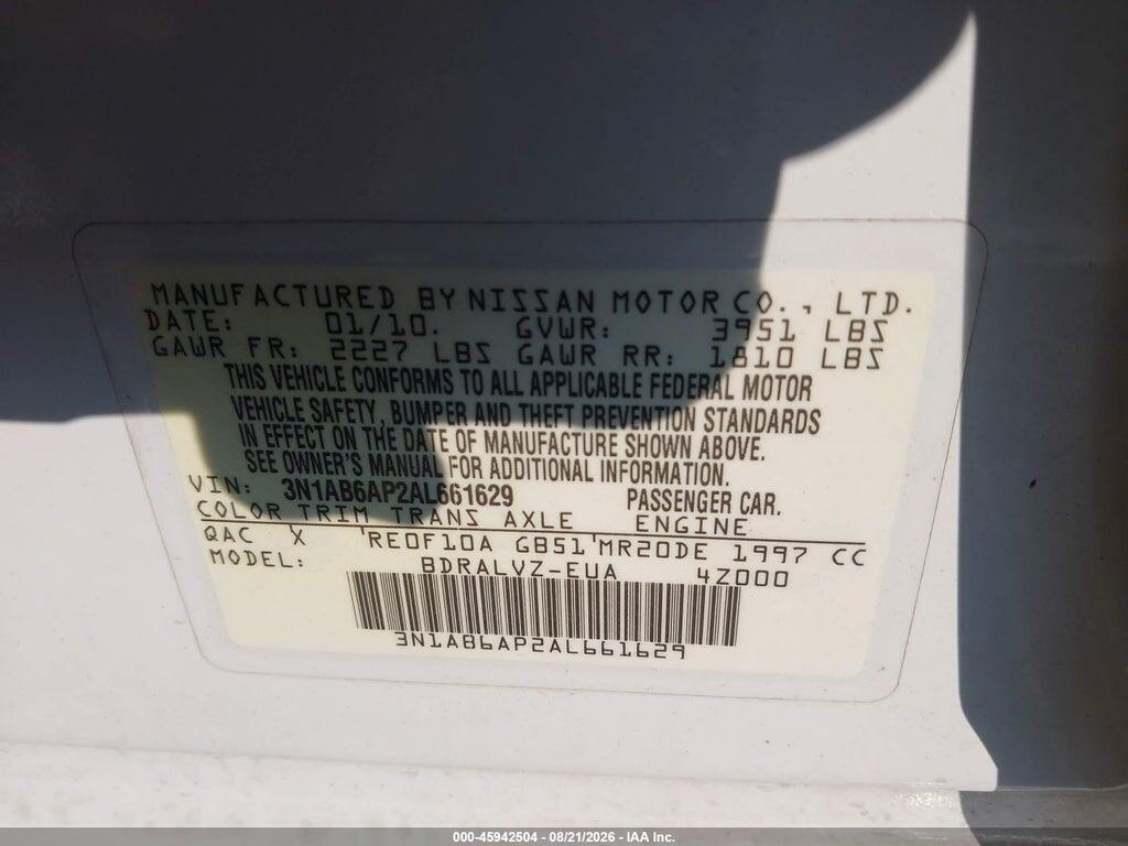 3N1AB6AP2AL661629 2010 NISSAN SENTRA photo no. 9