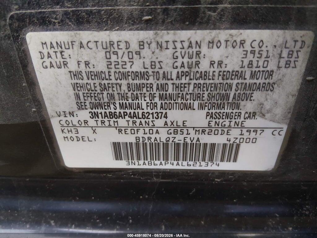 3N1AB6AP4AL621374 2010 NISSAN SENTRA photo no. 9