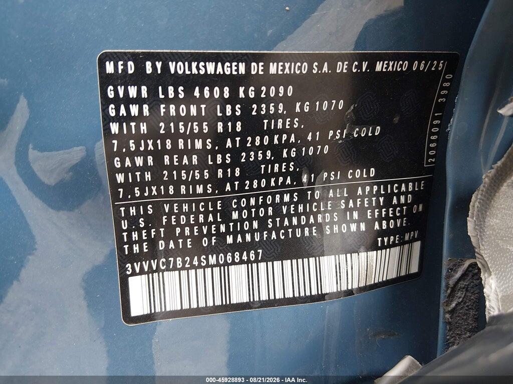 3VVVC7B24SM068467 2025 VOLKSWAGEN TAOS photo no. 9