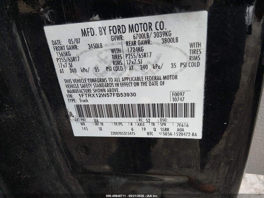 1FTRX12W57FB53930 2007 FORD F-150 photo no. 9