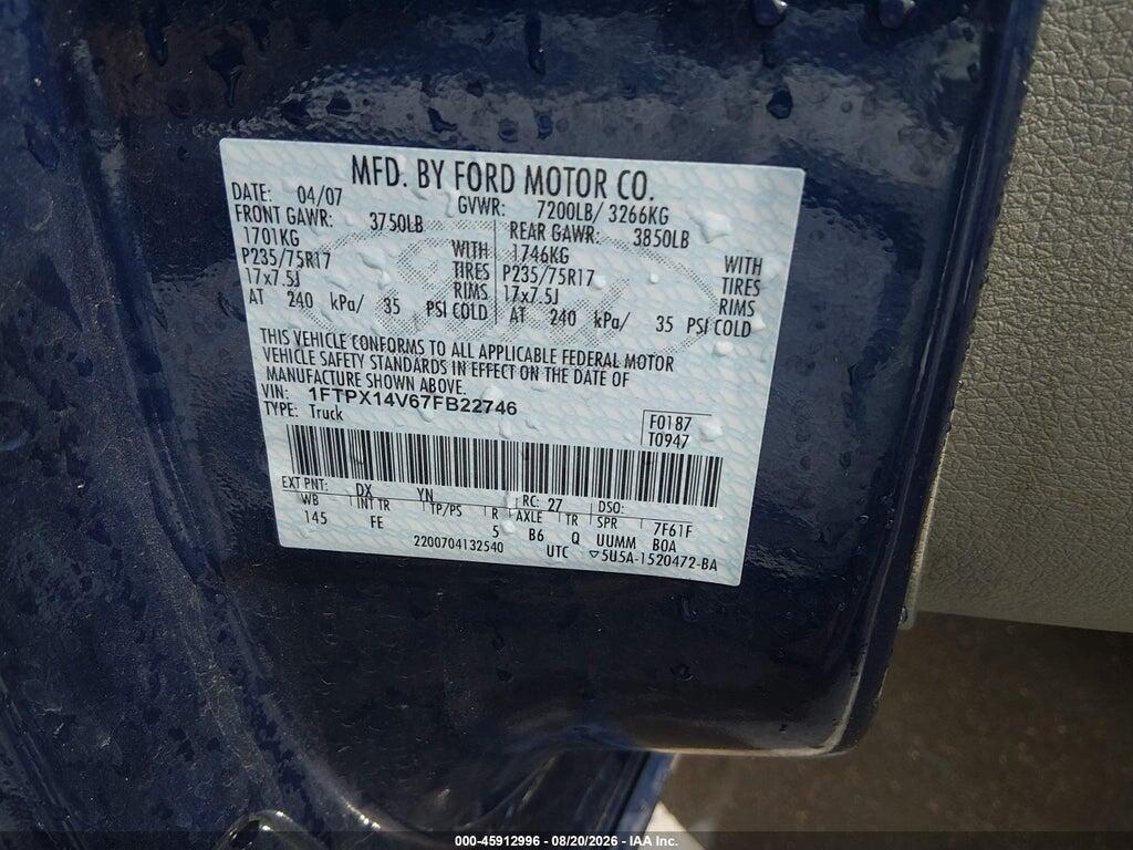 1FTPX14V67FB22746 2007 FORD F-150 photo no. 9