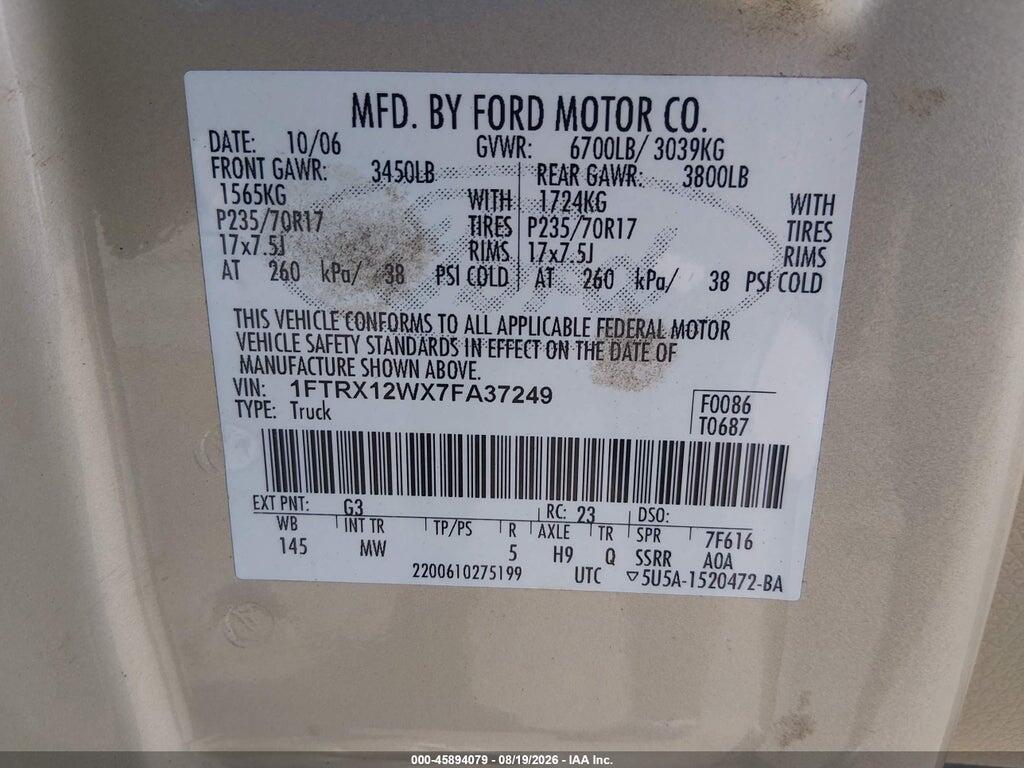 1FTRX12WX7FA37249 2007 FORD F-150 photo no. 9
