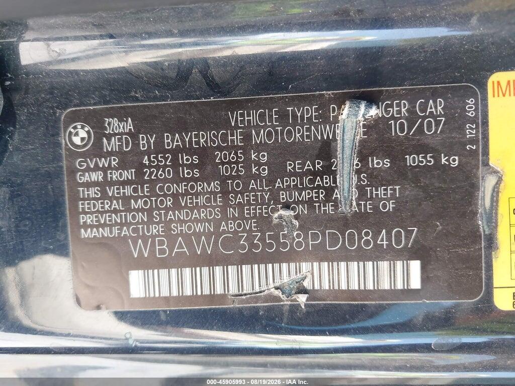 WBAWC33558PD08407 2008 BMW 328XI photo no. 9