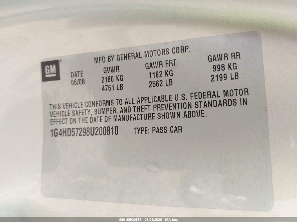1G4HD57298U200810 2008 BUICK LUCERNE photo no. 9