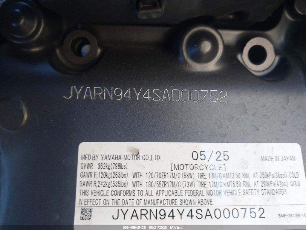 JYARN94Y4SA000752 2025 YAMAHA MT09 photo no. 10