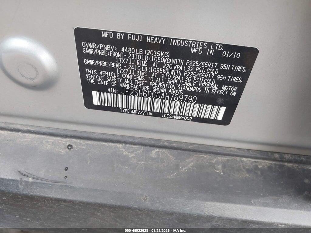 JF2SH6DC0AH769790 2010 SUBARU FORESTER photo no. 9
