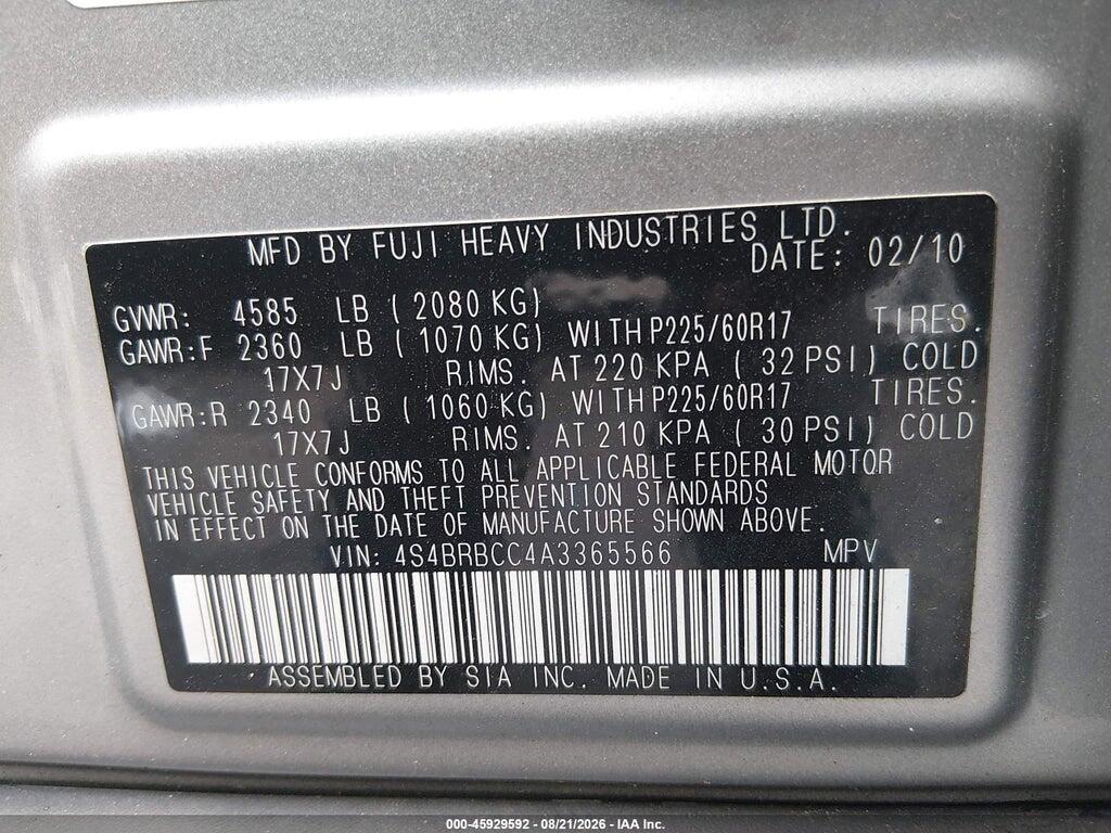 4S4BRBCC4A3365566 2010 SUBARU OUTBACK photo no. 9
