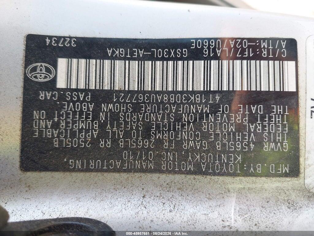 4T1BK3DB8AU367721 2010 TOYOTA AVALON photo no. 9