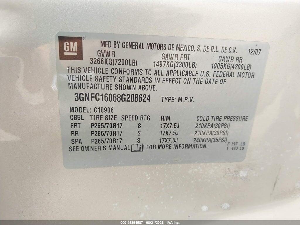 3GNFC16068G208624 2008 CHEVROLET SUBURBAN 1500 photo no. 9