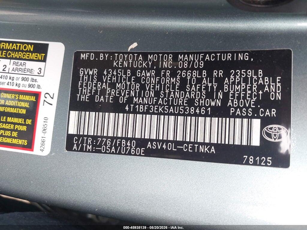 4T1BF3EK5AU538461 2010 TOYOTA CAMRY photo no. 9