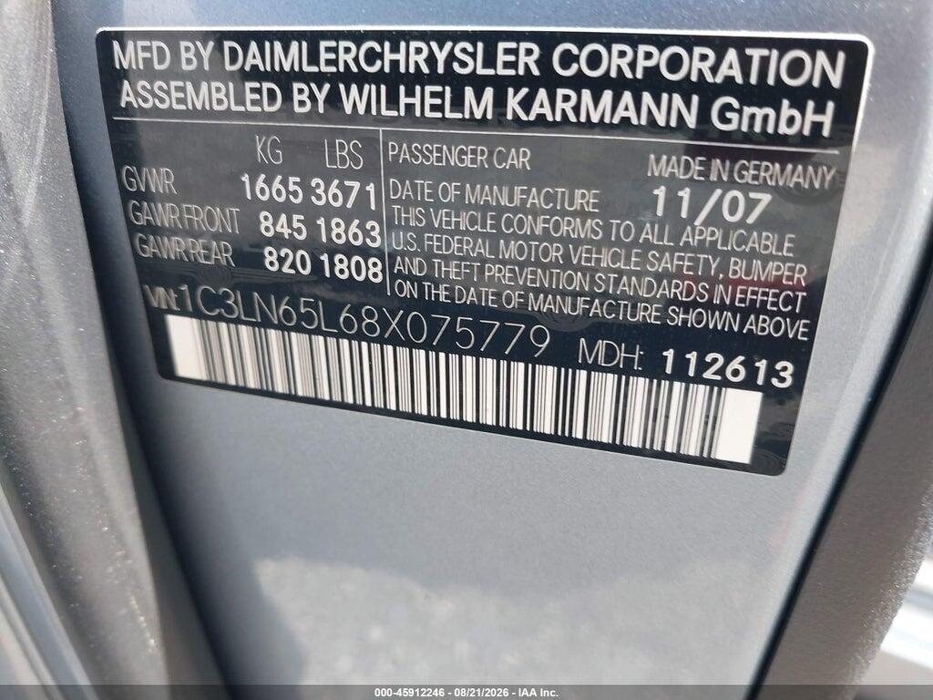 1C3LN65L68X075779 2008 CHRYSLER CROSSFIRE photo no. 9