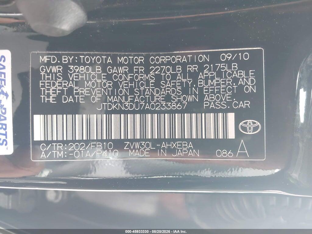JTDKN3DU7A0233867 2010 TOYOTA PRIUS photo no. 9