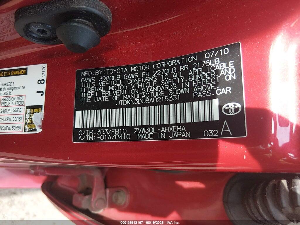 JTDKN3DU8A0215331 2010 TOYOTA PRIUS photo no. 9