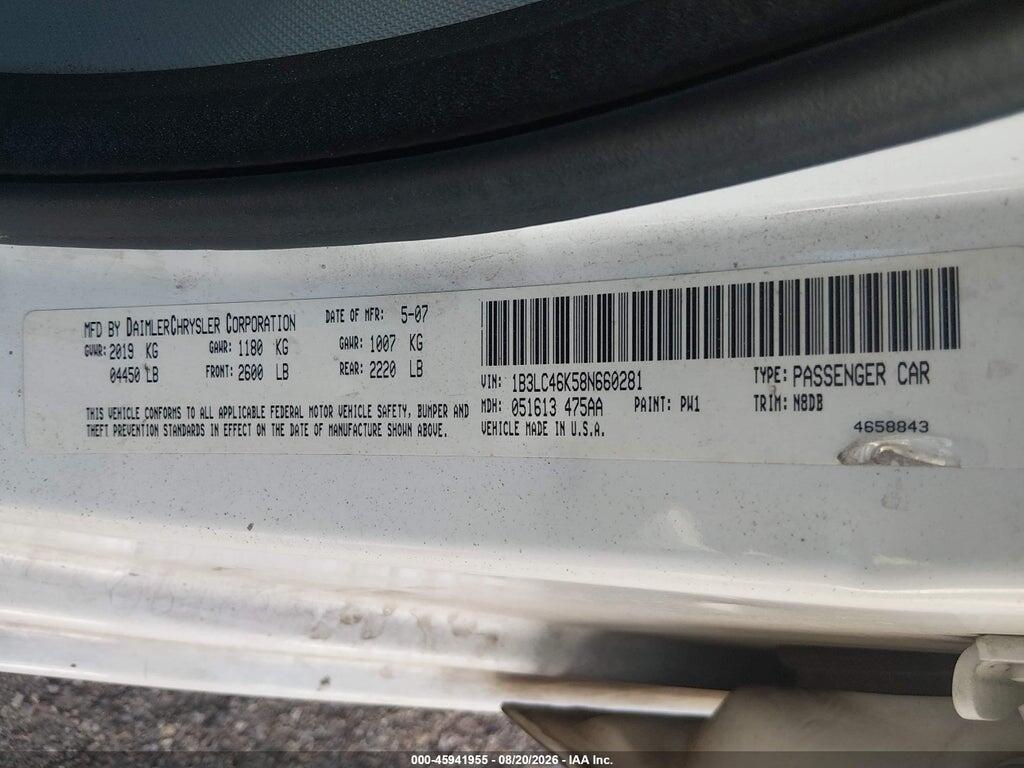 1B3LC46K58N660281 2008 DODGE AVENGER photo no. 9