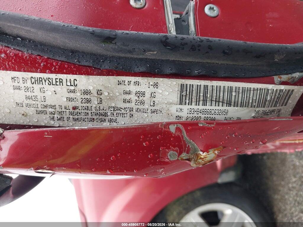 1B3HB48B68D632050 2008 DODGE CALIBER photo no. 9