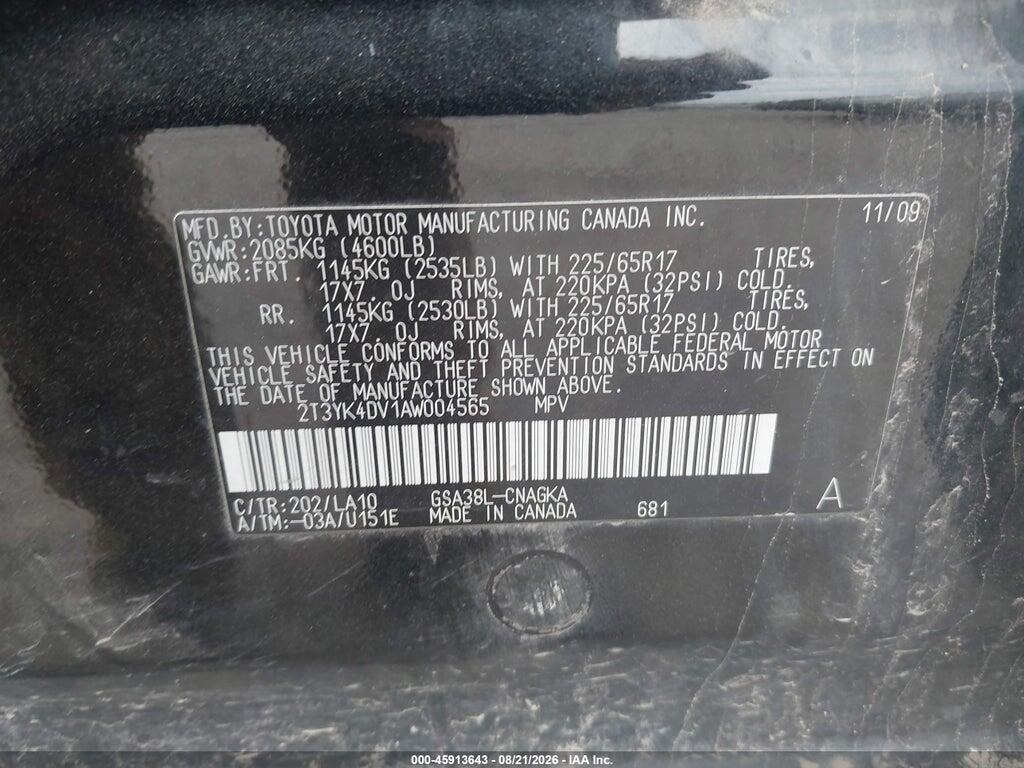 2T3YK4DV1AW004565 2010 TOYOTA RAV4 photo no. 9