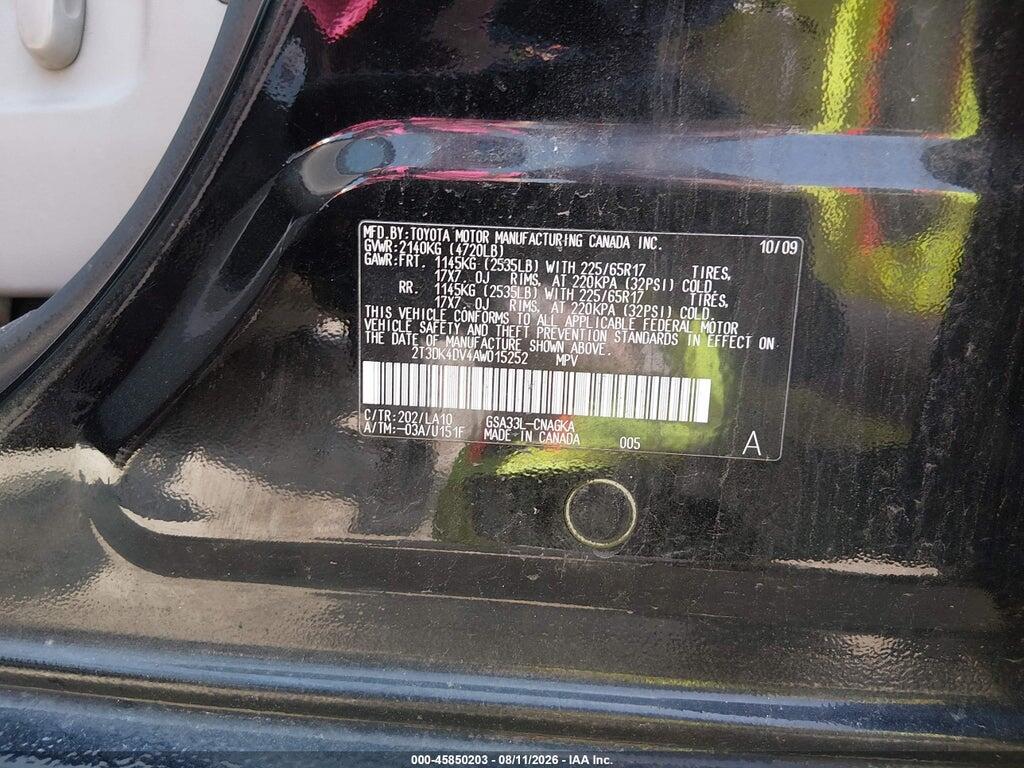 2T3DK4DV4AW015252 2010 TOYOTA RAV4 photo no. 9
