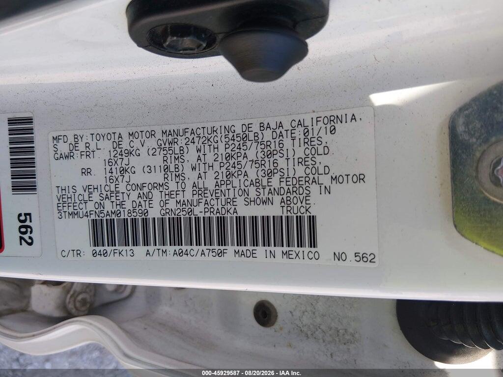 3TMMU4FN5AM018590 2010 TOYOTA TACOMA photo no. 9
