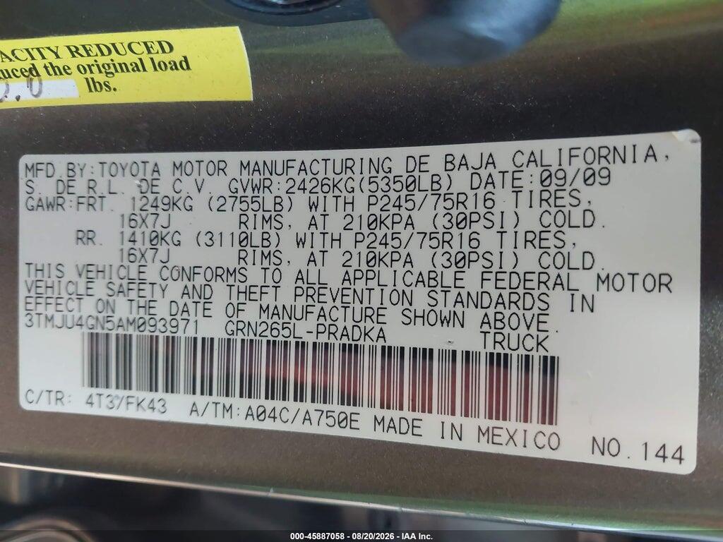 3TMJU4GN5AM093971 2010 TOYOTA TACOMA photo no. 9