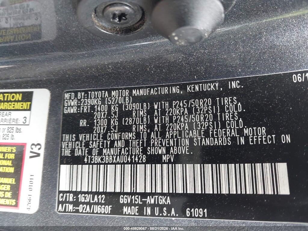 4T3BK3BBXAU041428 2010 TOYOTA VENZA photo no. 9
