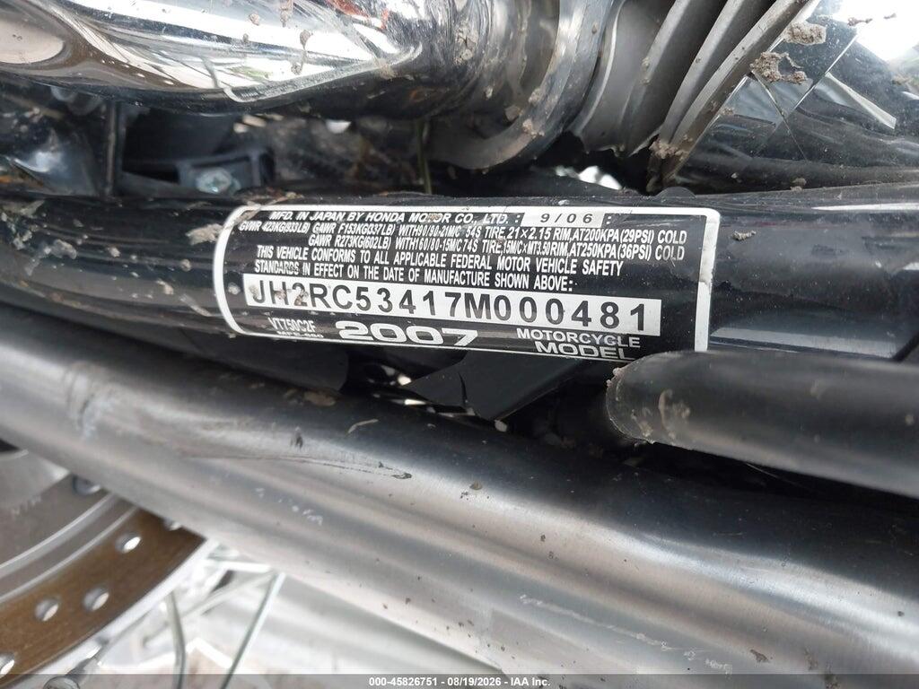 JH2RC53417M000481 2007 HONDA VT750 photo no. 10