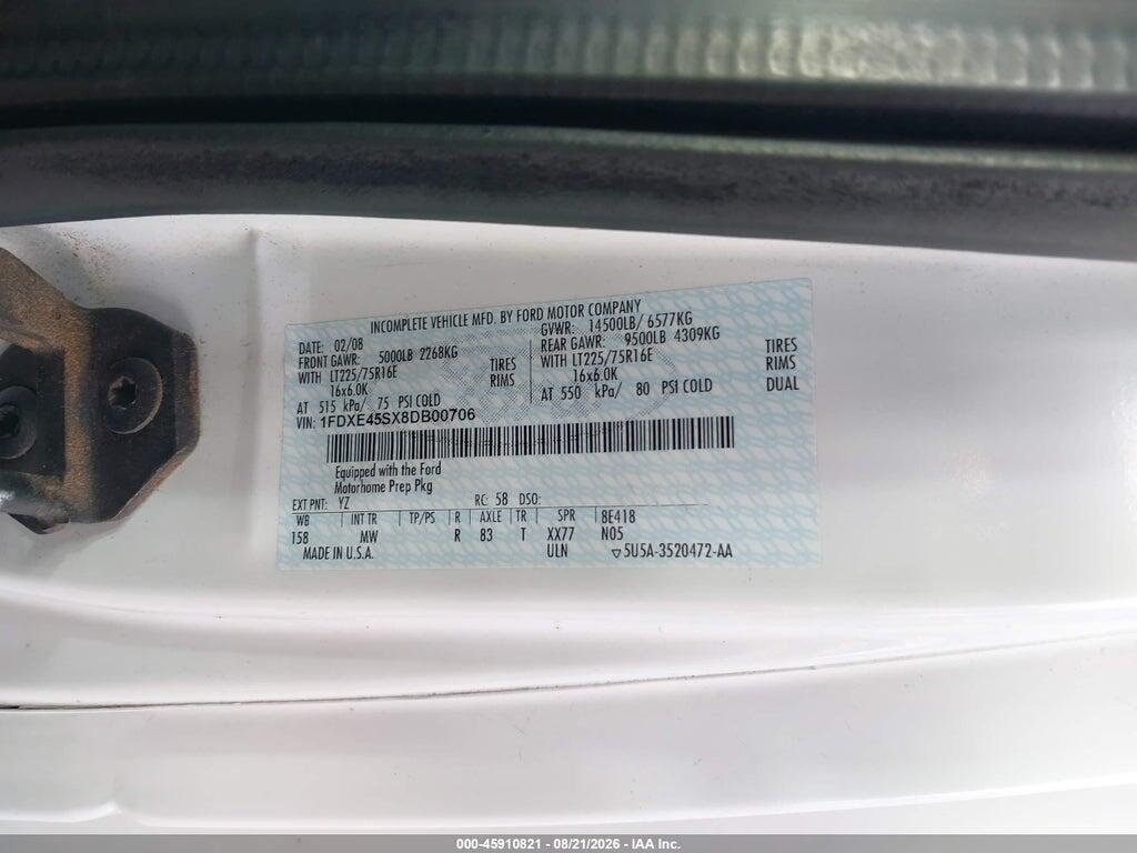 1FDXE45SX8DB00706 2008 FORD ECONOLINE COMMERCIAL CUTAWAY photo no. 8