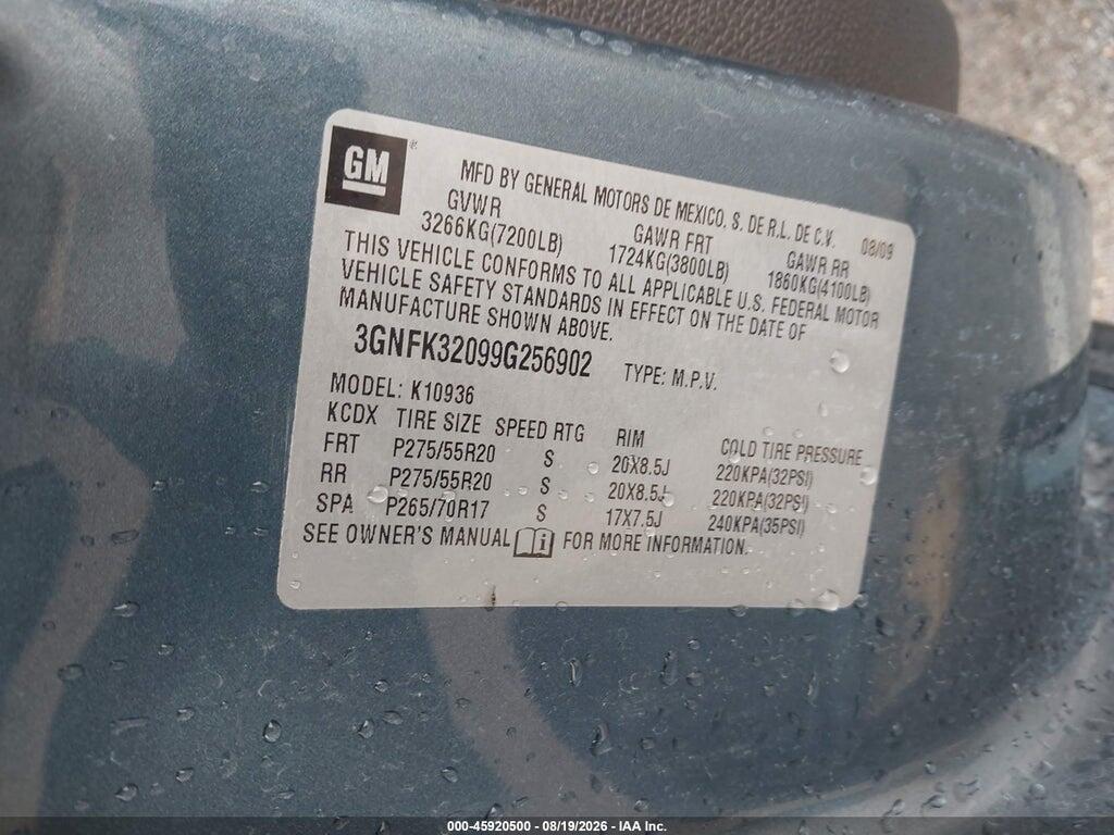 3GNFK32099G256902 2009 CHEVROLET AVALANCHE 1500 photo no. 9