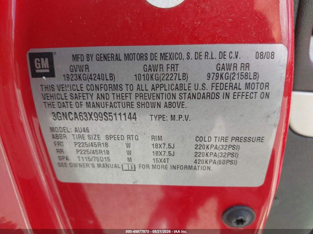 3GNCA63X99S511144 2009 CHEVROLET HHR photo no. 9
